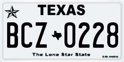TX license plate BCZ0228