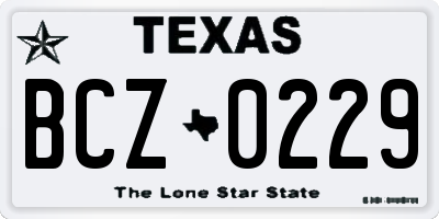 TX license plate BCZ0229