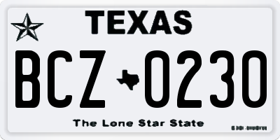 TX license plate BCZ0230
