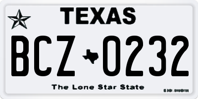 TX license plate BCZ0232