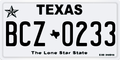 TX license plate BCZ0233