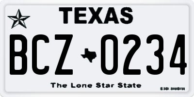 TX license plate BCZ0234