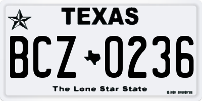 TX license plate BCZ0236