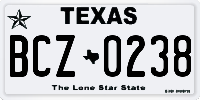 TX license plate BCZ0238