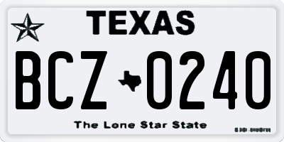 TX license plate BCZ0240