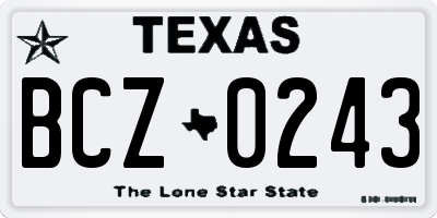 TX license plate BCZ0243