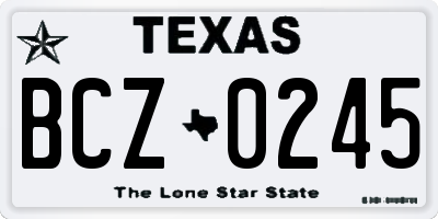 TX license plate BCZ0245