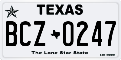 TX license plate BCZ0247