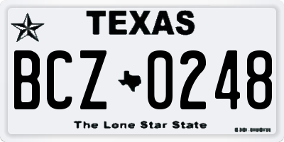 TX license plate BCZ0248