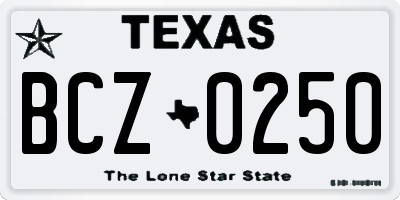 TX license plate BCZ0250