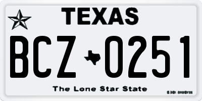 TX license plate BCZ0251