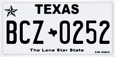 TX license plate BCZ0252