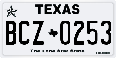 TX license plate BCZ0253