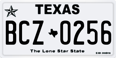 TX license plate BCZ0256