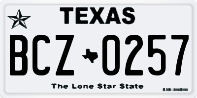 TX license plate BCZ0257