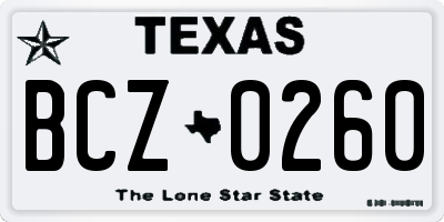 TX license plate BCZ0260
