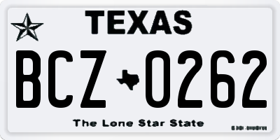 TX license plate BCZ0262