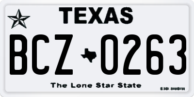 TX license plate BCZ0263