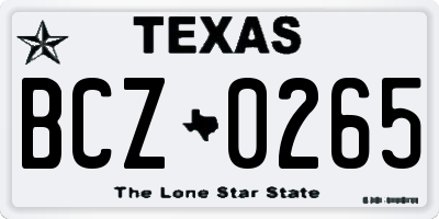 TX license plate BCZ0265