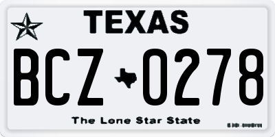 TX license plate BCZ0278
