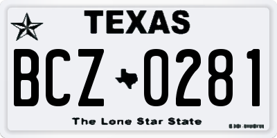 TX license plate BCZ0281