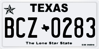TX license plate BCZ0283