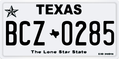 TX license plate BCZ0285