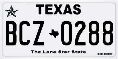 TX license plate BCZ0288