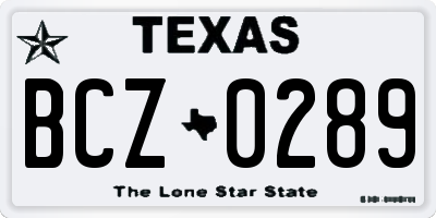 TX license plate BCZ0289
