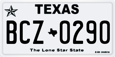 TX license plate BCZ0290