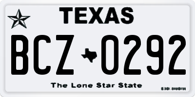 TX license plate BCZ0292