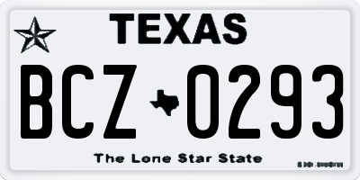 TX license plate BCZ0293