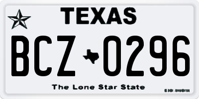 TX license plate BCZ0296