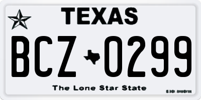 TX license plate BCZ0299