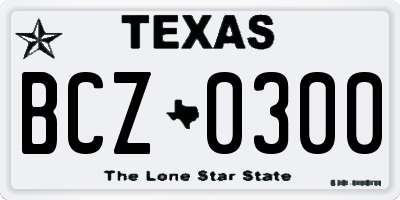 TX license plate BCZ0300
