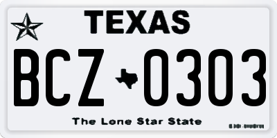 TX license plate BCZ0303