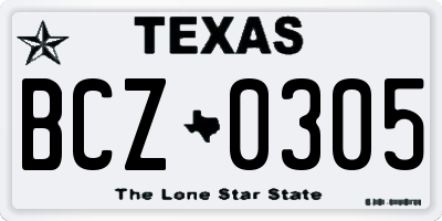 TX license plate BCZ0305