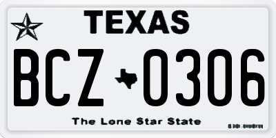 TX license plate BCZ0306