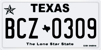 TX license plate BCZ0309