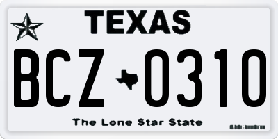 TX license plate BCZ0310