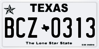 TX license plate BCZ0313
