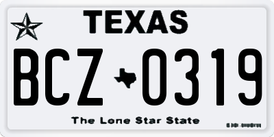 TX license plate BCZ0319