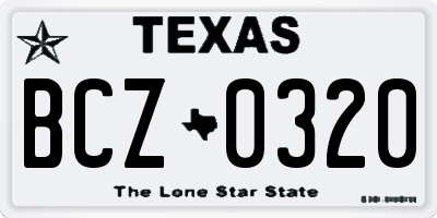 TX license plate BCZ0320