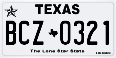 TX license plate BCZ0321