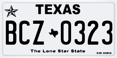 TX license plate BCZ0323