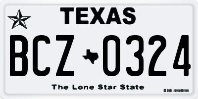 TX license plate BCZ0324