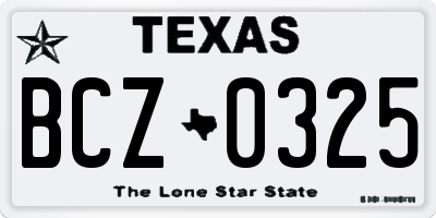 TX license plate BCZ0325