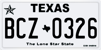 TX license plate BCZ0326