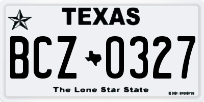 TX license plate BCZ0327