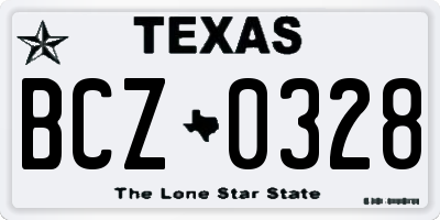 TX license plate BCZ0328